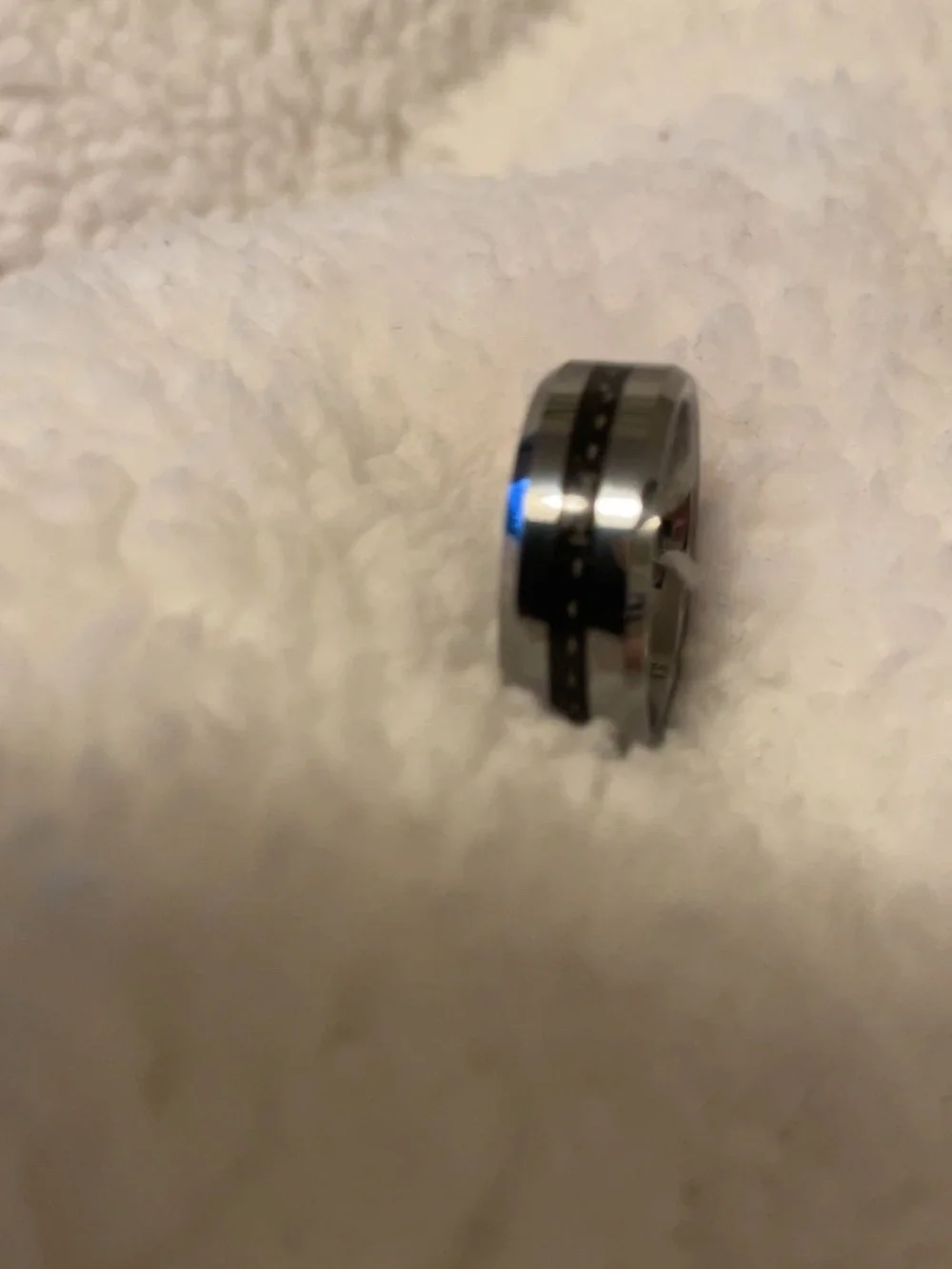 Men's Black and Silver Stainless Steel Ring
